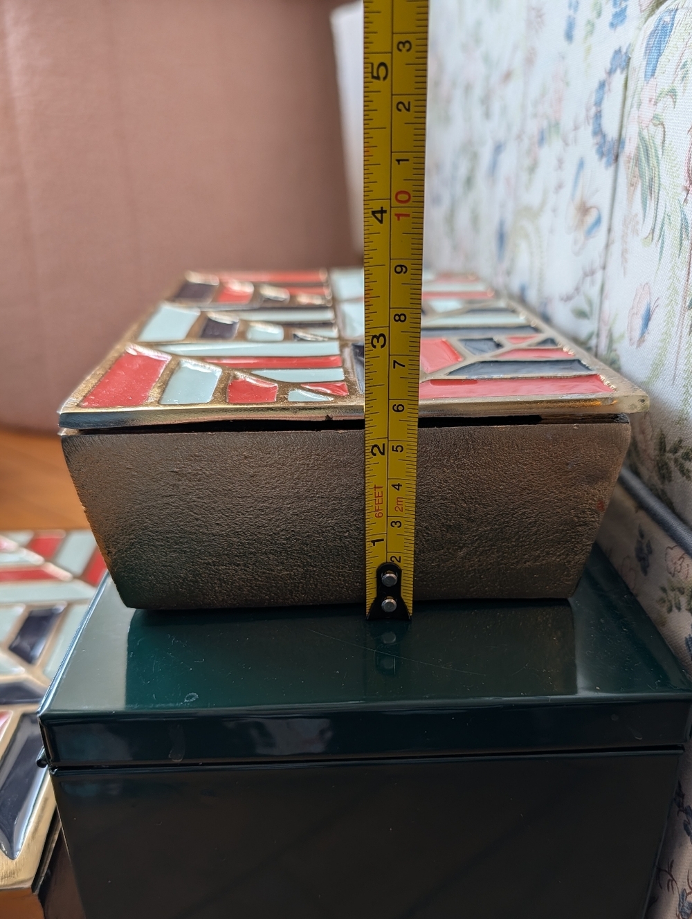 Vtg Brass & Enamel Large Nesting Boxes - Picture 14 of 16